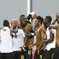 Ghana's players celebrate their 1-0 victory over Mali in Port-Gentil on January 21, 2017