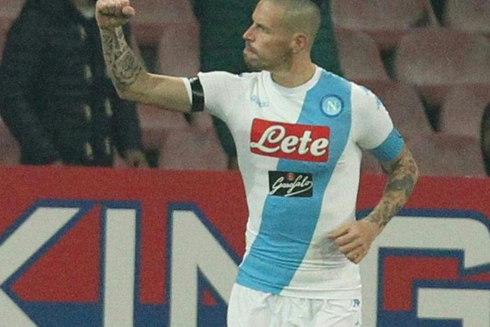 Napoli's midfielder from Slovakia Marek Hamsik aims for Diego Maradona's record of 115 goals after hitting his 104th in 3-0 win over Inter Milan