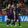Barcelona's forward Neymar da Silva (C) celebrates after scoring in Granada on April 2, 2017