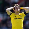 Middlesbrough's Marten de Roon reacts after missing a shot on goal during their English Premier League football match against Bournemouth on April 22, 2017