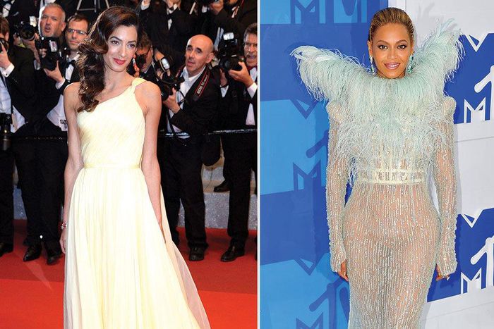 Amal Clooney (L) and Beyonce (R)