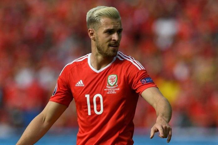 Wales' midfielder Aaron Ramsey in action during a Euro 2016 match against Northern Ireland in Paris