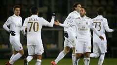 AC Milan players celebrate after scoring a goal during the match against Torino on January 16, 2017 at the Grande Torino Stadium in Turin