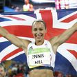 Jessica Ennis-Hill celebrates winning the heptathlon silver medal at the Rio Olympics on August 13, 2016