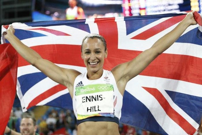 Jessica Ennis-Hill celebrates winning the heptathlon silver medal at the Rio Olympics on August 13, 2016