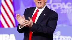 President Donald Trump after speaking at the Conservative Political Action Conference in Oxon Hill, Maryland, on Friday.
