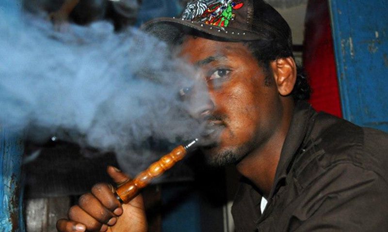 Man smoking shisha