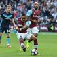 West Ham United's midfielder Dimitri Payet (L) scores against Middlesbrough at The London Stadium, in east London on October 1, 2016