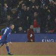 Leicester City's striker Jamie Vardy celebrates after scoring on December 10, 2016