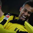 Dortmund's Gabonese forward Pierre-Emerick Aubameyang celebrates scoring the opening goal against Ingolstadt in Dortmund, western Germany on March 17, 2017