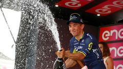 Australia's Caleb Ewan of the Orica team celebrates after winning the 7th stage of the 100th Giro d'Italia on May 12, 2017