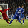Leicester City defender Christian Fuchs (R) tackles Liverpool forward Sadio Mane during the English Premier League match at King Power Stadium in Leicester, central England on February 27, 2017