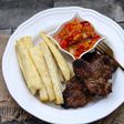 Ghanaian yam chips and grilled goat chops (foodace)