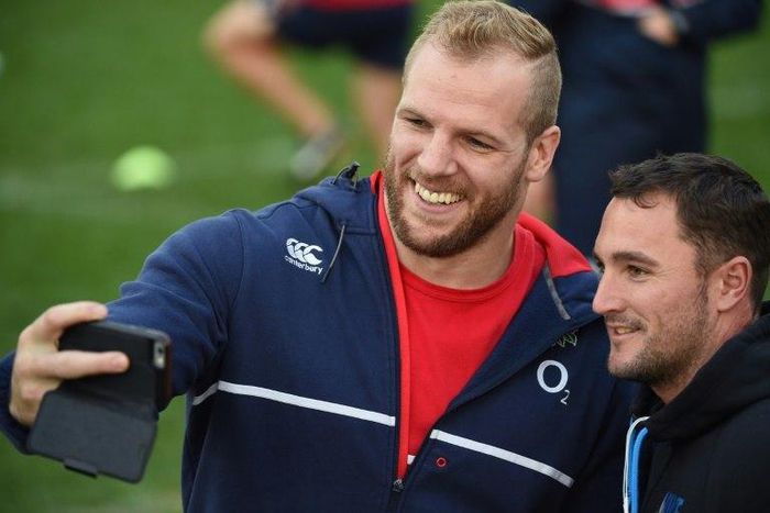 England flanker James Haskell (left)