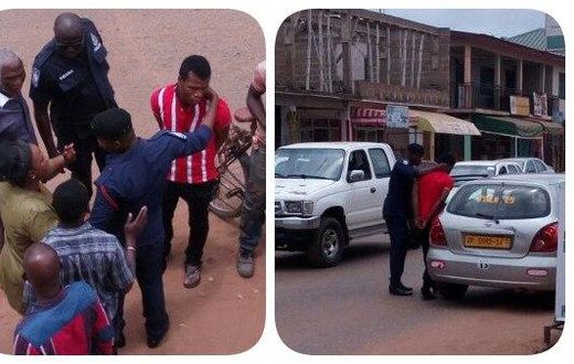 The young man [in red and white striped shirt]