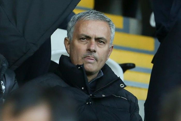 Manchester United's manager Jose Mourinho (C) sits in the stands on November 6, 2016