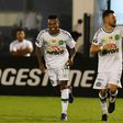 Rossi of Brazil's Chapecoense (R), celebrates after scoring against Argentina's Lanus, during their Libertadores Cup match in Chapeco, Brazil