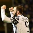 Juventus' forward Gonzalo Higuain celebrates after scoring a goal on February 12, 2017