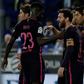 Barcelona's Luis Suarez (2ndR) celebrates with teammates after scoring his team's third goal during their Spanish league football match against Espanyol on April 29, 2017