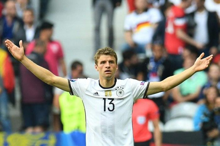 Germany's striker Thomas Mueller, seen in June 2016, said the world champions playing San Marino's team had "nothing to do with professional football"