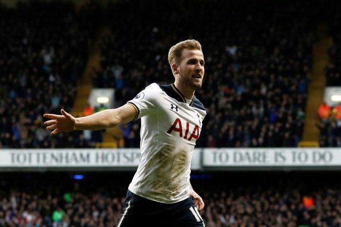 Tottenham Hotspur's striker Harry Kane celebrates after scoring on March 5, 2017