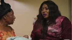 Patience Ozokwor and Ayo Adesanya on the set of "Omugwo"