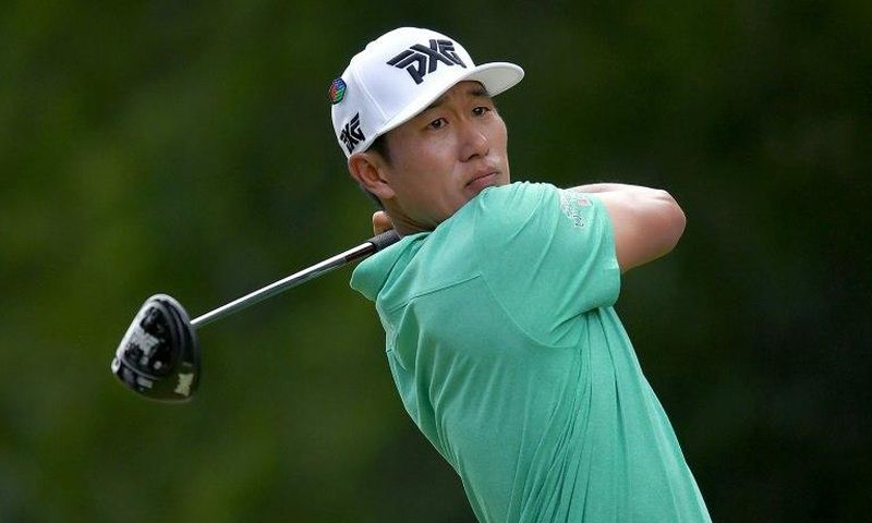 James Hahn of the US hits a shot on the 15th tee during round one of the AT&T Byron Nelson, at the TPC Four Seasons Resort Las Colinas in Irving, Texas, on May 18, 2017
