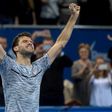 Bulgaria's Grigor Dimitrov reacts after beating Belgium's David Goffin in Sofia, on February 12, 2017