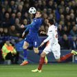 Jamie Vardy (L), back on form as Leicester City beat Sevilla in the Champions League