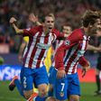 Atletico Madrid's French forward Antoine Griezmann (R) celebrates after scoring against FC Rostov in Madrid, on November 1, 2016