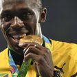Gold medallist Usain Bolt pictured on the podium at the Rio 2016 Olympics