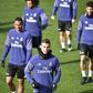 Real Madrid's Brazilian defender Danilo (L), Brazilian defender Marcelo (2L) and Portuguese forward Cristiano Ronaldo (3L) take part in a training session at Valdebebas training ground in Madrid on January 3, 2017