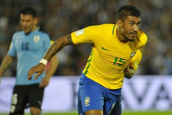 Brazil's Paulinho pictured during a World Cup qualifier against Uruguay in Montevideo on March 23, 2017
