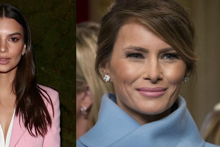 Emily Ratajkowski (L) and Melania Trump (R)