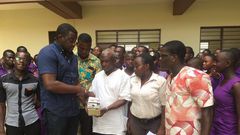 John Dumelo donates six maths sets as part of his Volta region tour
