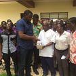 John Dumelo donates six maths sets as part of his Volta region tour