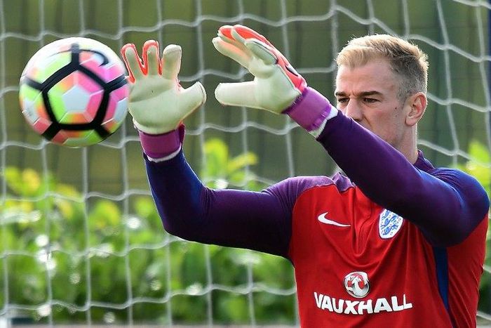 England goalkeeper Joe Hart trains in north London on October 10, 2016