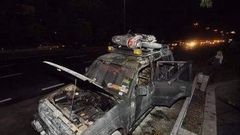 The burnt car