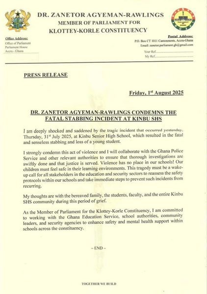 Dr. Zanetor Agyeman-Rawlings statement