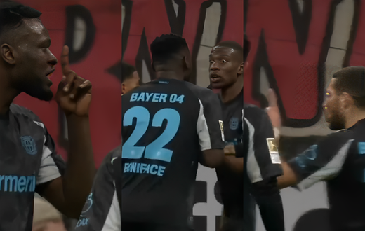 Boniface and teammate fight over same ball in tense Leverkusen clash (Video)