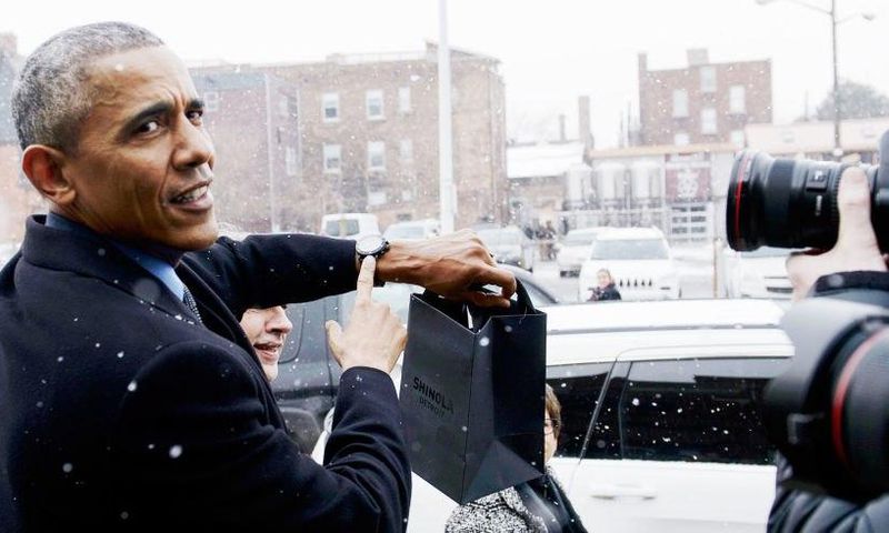 President Obama wearing Shinola watch