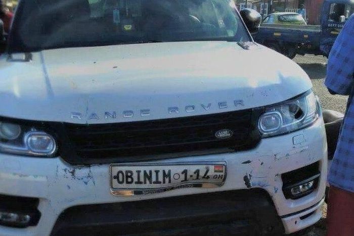 Bishop Obinim's white Range Rover involved in the accident