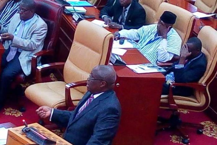 Dr Henry Kofi Wampah addressing parliament yesterday.