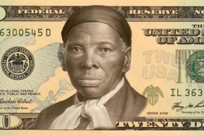 A photoshopped version of the $20 bill with Harriet Tubman.