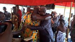 Akwamufie Chiefs and residents receive President Mahama
