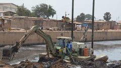 A machine dredging the Korle lagoon