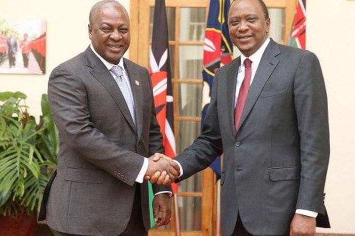 President Mahama (Left) and President of Kenya, Uhuru Kenyatta