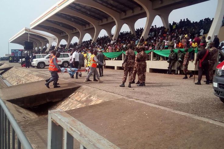 A victim being taken away for treatment