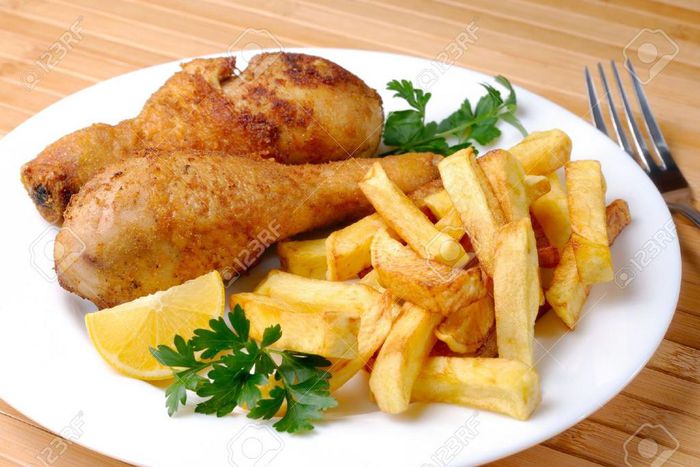 Fried chicken and potato chips