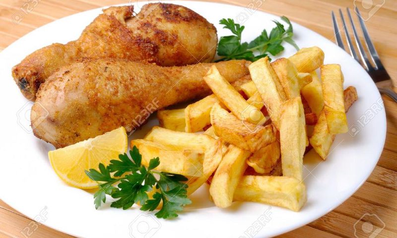 Fried chicken and potato chips